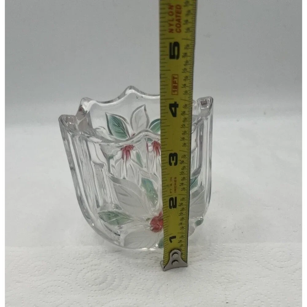Mikasa Celebrations Holiday Bloom Votive Candle Holder Poinsettia Crystal Glass